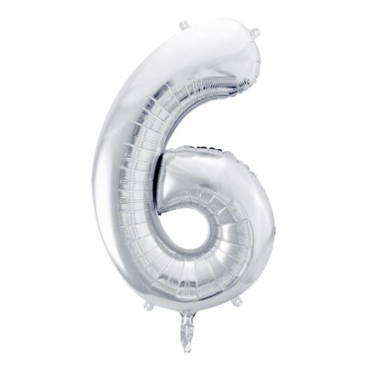 Silver foil balloon number 6