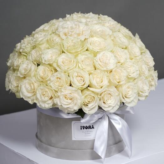 White roses in box