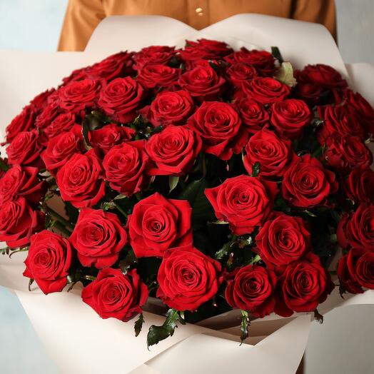 51 red roses 60cm