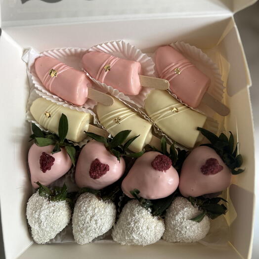 Fresas y plátano en chocolate