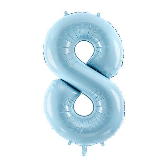 Light blue foil balloon number 8
