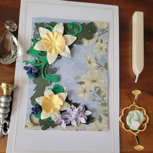 Narciss  flowers 3D greeting card