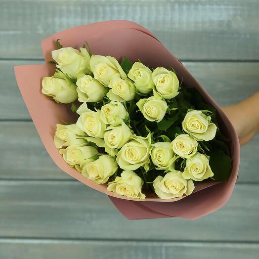 21 white roses (50-60cm)