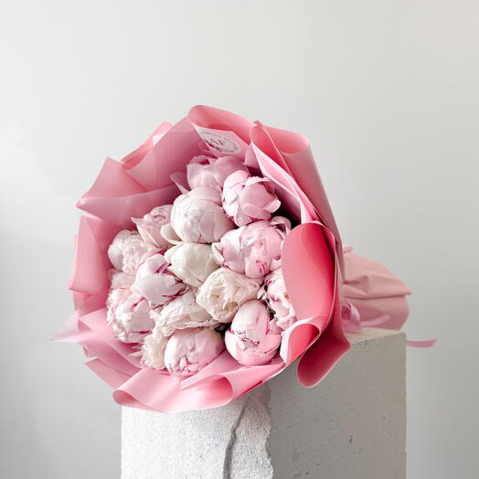 Pink and White peonies 17pcs