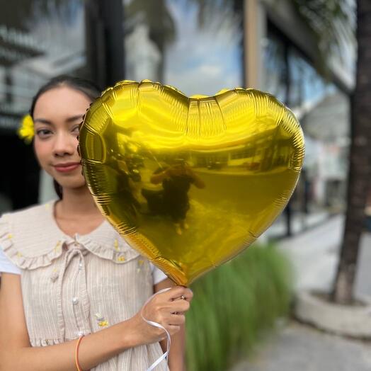Balloon heart foil helium yellow gold