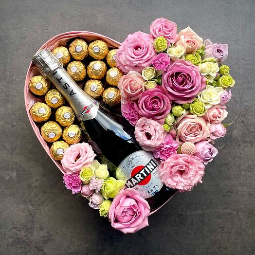Pink heart with Asti Martini and Ferrero L