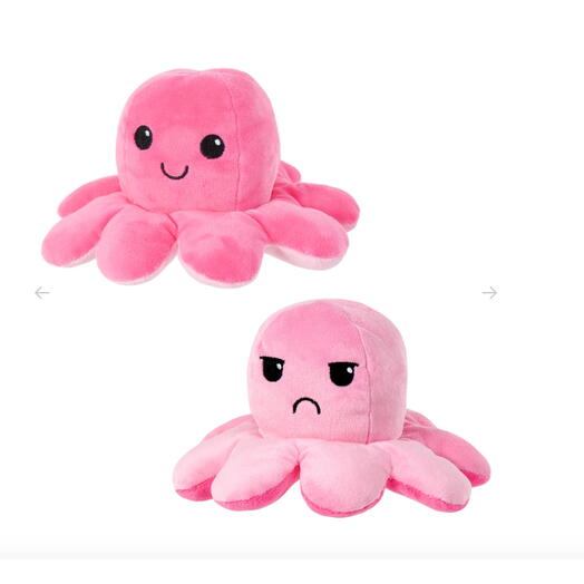 Осьминог двухсторонний розовый 10 см