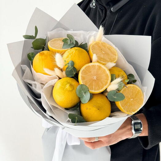 Фруктовый букет "Lemon" из лимонов и эвкалипта