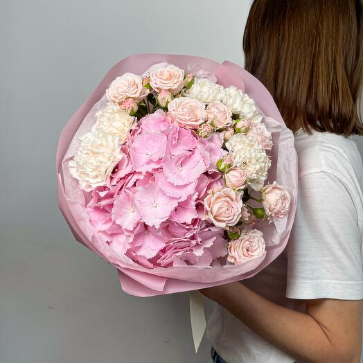 Hydrangea, Rose   Dianthus