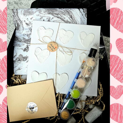 Painting Kit "Hearts in green"