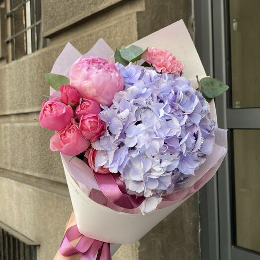 Peony, hydrangea, rose