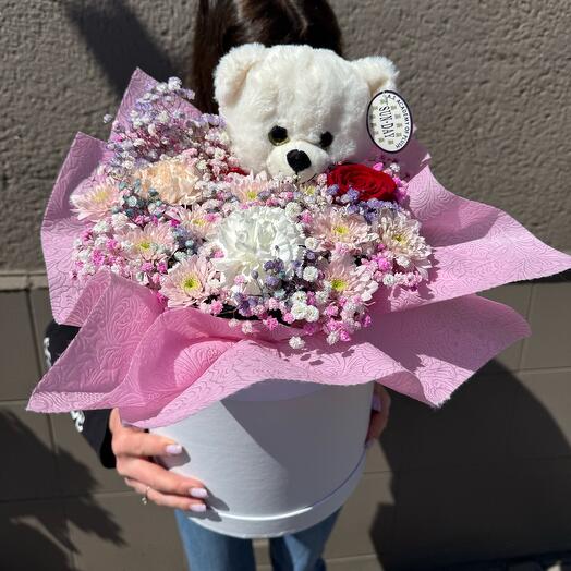 Flowerbox with Teddy bear