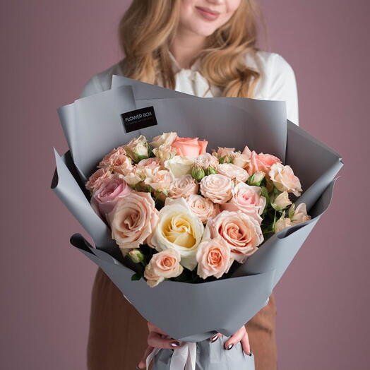 Дуо-букет из нежных роз (размер L)