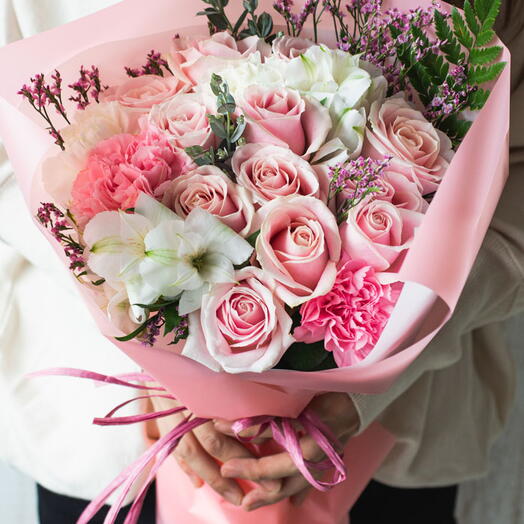 Coco Bouquet with mixed flowers and greenery