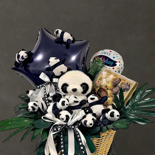 ️🐼 Роскошная романтическая подарочная корзина с пандой