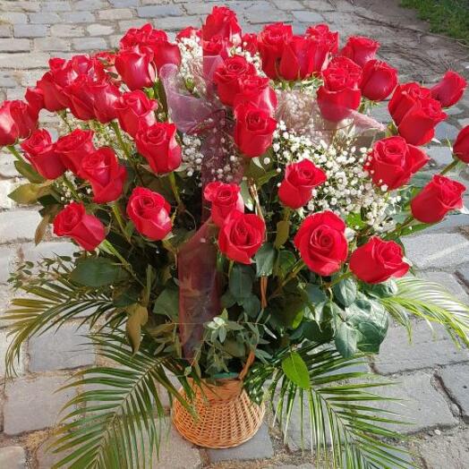 40 stems of roses basket