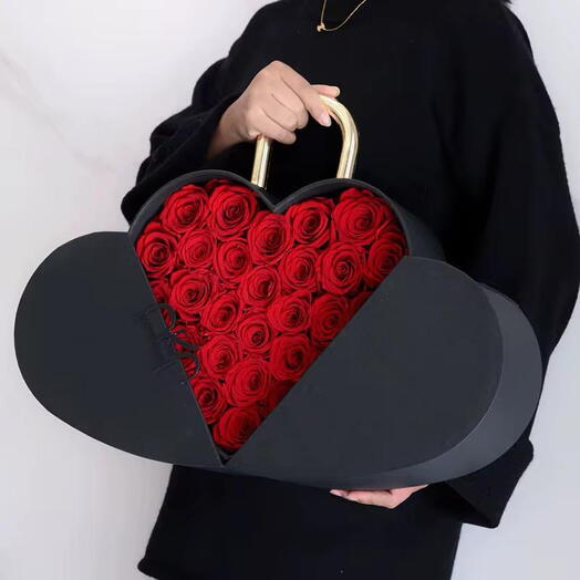 Special red roses in luxurious heart-shaped rose box
