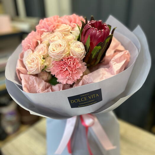 Floral bouquet with protea