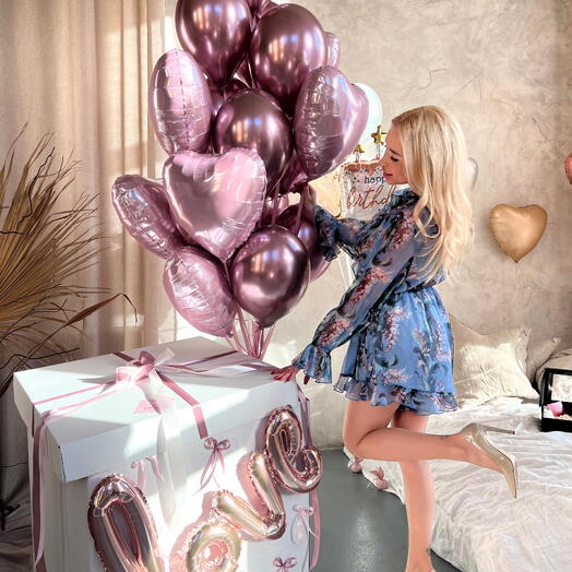 Love Box with Pink Balloons