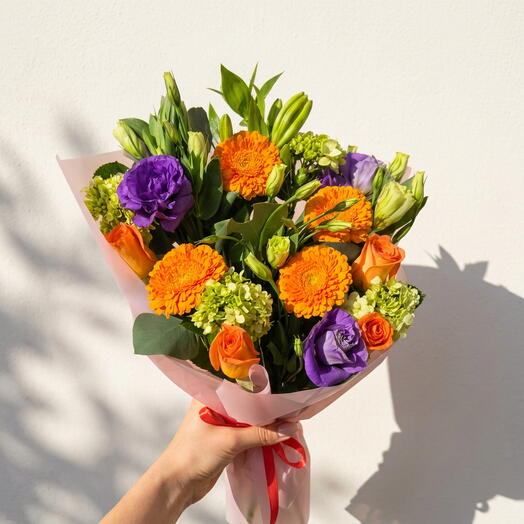 Ramo Gala de Seda – Bouquet Elegante de Lisianthus, Gerberas y Lirios | Arreglo Floral Colorido en Mexico