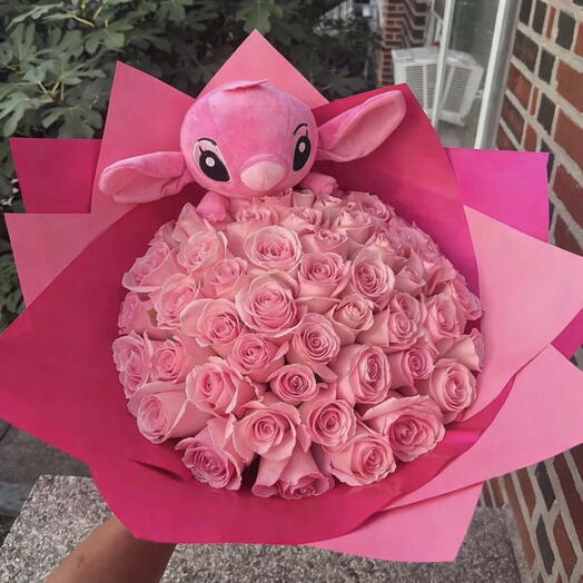 Букет Pinkie Розы и Стич