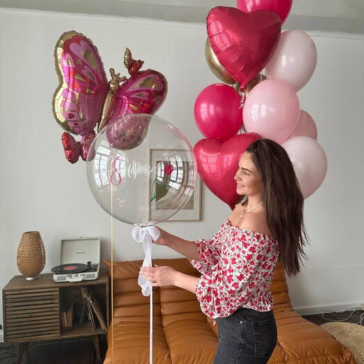Butterfly with Pink Balloons