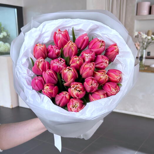 Екі түсті толық тюльпан букеті