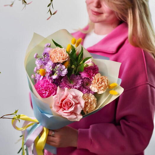 Dopaminowy bukiet z roży, goździkow i lewkoni (matioli)