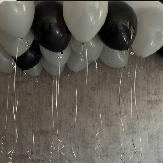 Flying balloons black white