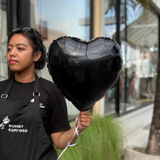 Balloon heart foil helium black
