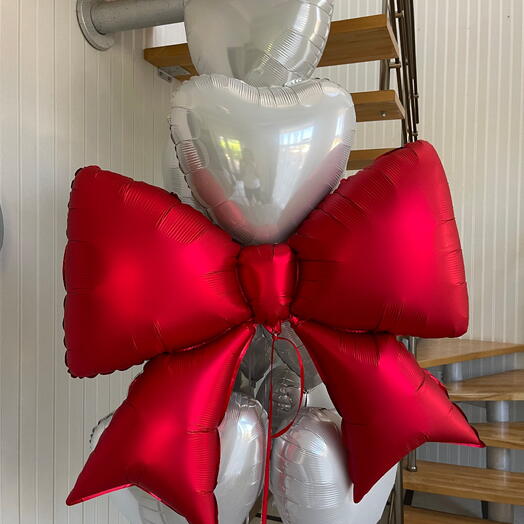 Red Bow with White Hearts