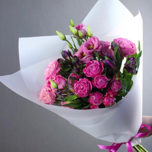 Warm summer with pink peony spray roses