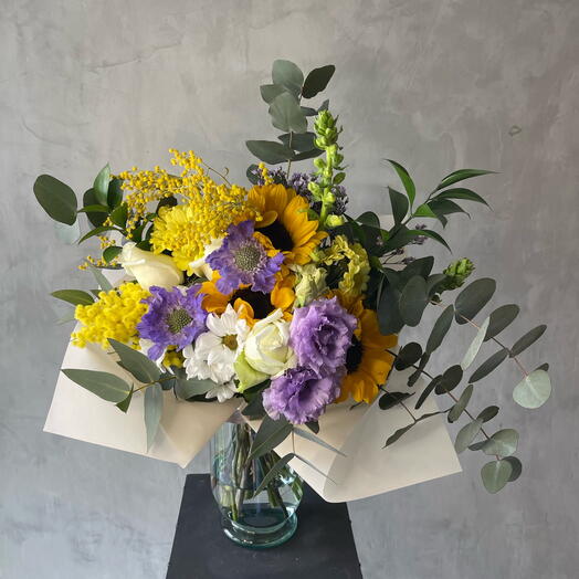 Ramo mixto pequeño amarillo/lila