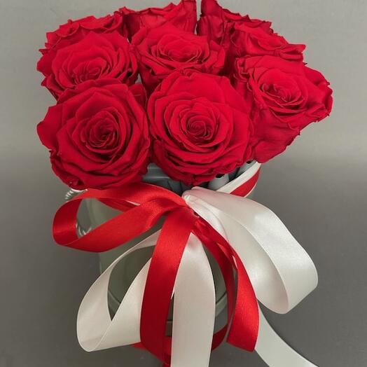 Stabilized roses -9 pieces (red)
