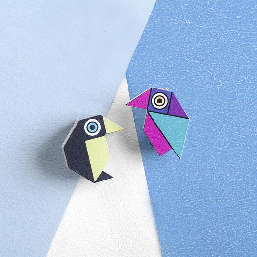 Set of brooches "Lovebirds"