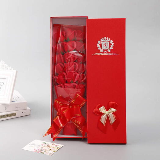Elegant Box of 18 Red Roses with Bow