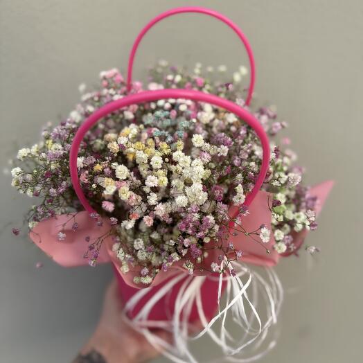 Handbag with gypsophila