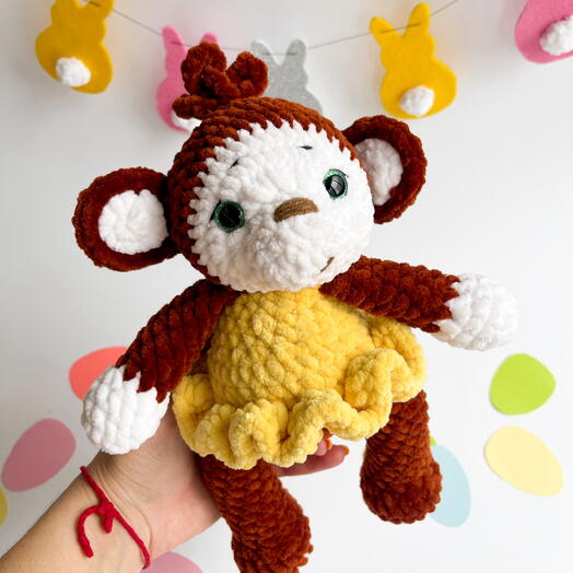 Вязаная плюшевая обезьянка ручной работы