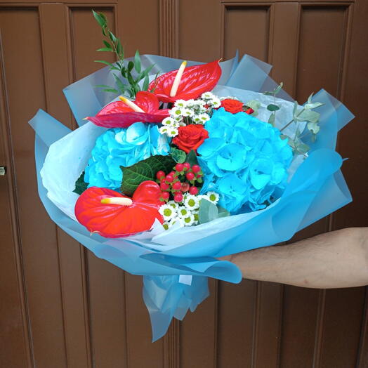 Bukiet niebiesko-czerwony
