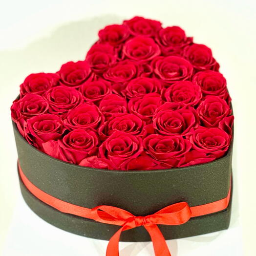 Long Lasting Red Roses in a Heart Shaped Box