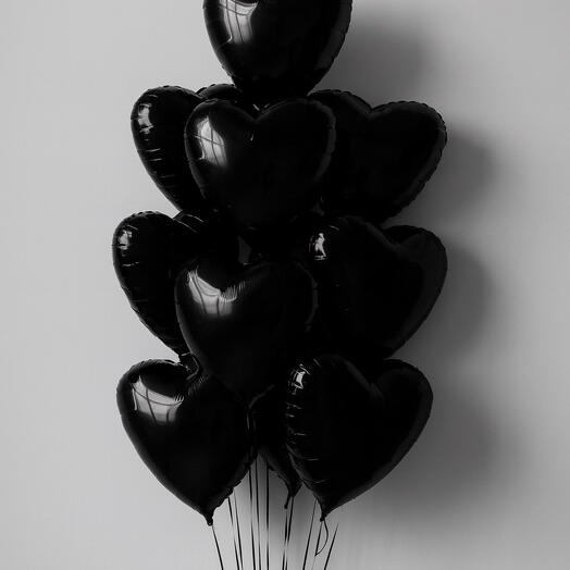 10 Black Heart Balloons