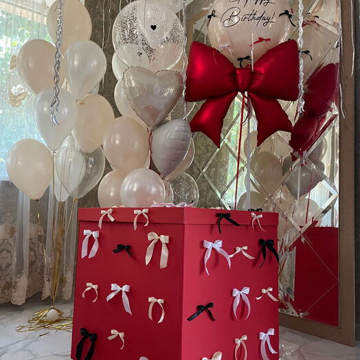 Red Box with Balloons