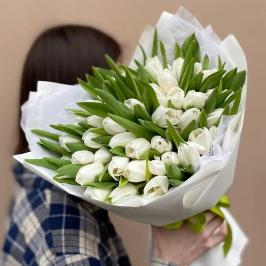 Нежный букет 35 белых тюльпанов