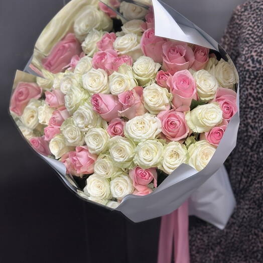 White   pink roses