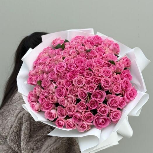 101 розовые розы 50 cm