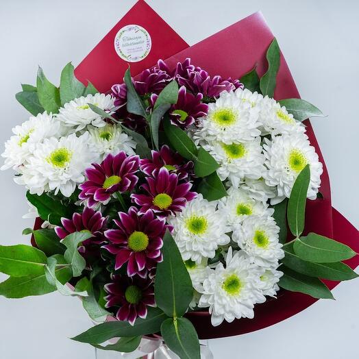 Bouquet of 5 chrysanthemums mix