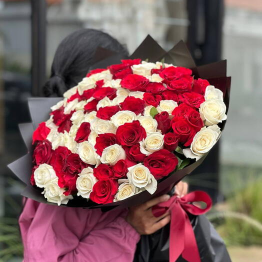 101 Red and White roses
