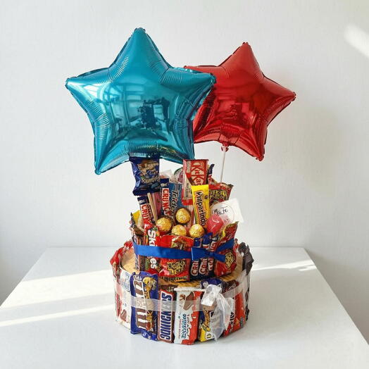 Pastel de Dulces Premium con Chocolates y Globos – Regalo Dulce Sorpresa