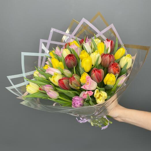 Bouquet of tulips mix - 51pcs