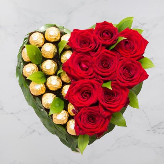 Heart of roses and Ferrero